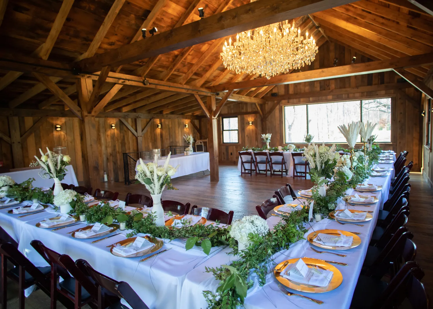 Wedding banquet setup in the hayloft at Paradise Springs Winery