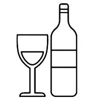Wine glass and bottle icon